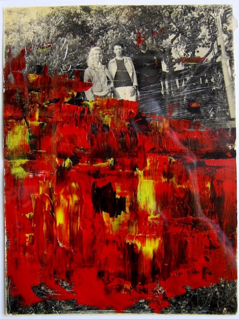 Dan och systrarna Ekdahl. Akryl på fotografi, 20x15, 1990-talet & 2000-talet.