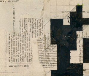 Village Voice dec 27 (detalj). Gouache på tidningspapper, 1993-94.